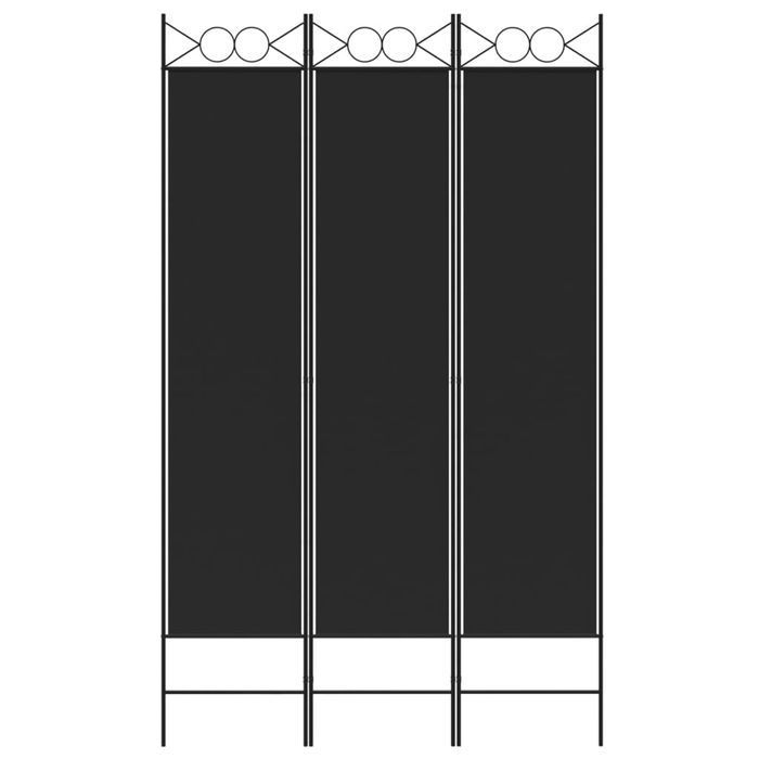 vidaXL Parawan 3-panelowy, czarny, 120x200 cm, tkanina
