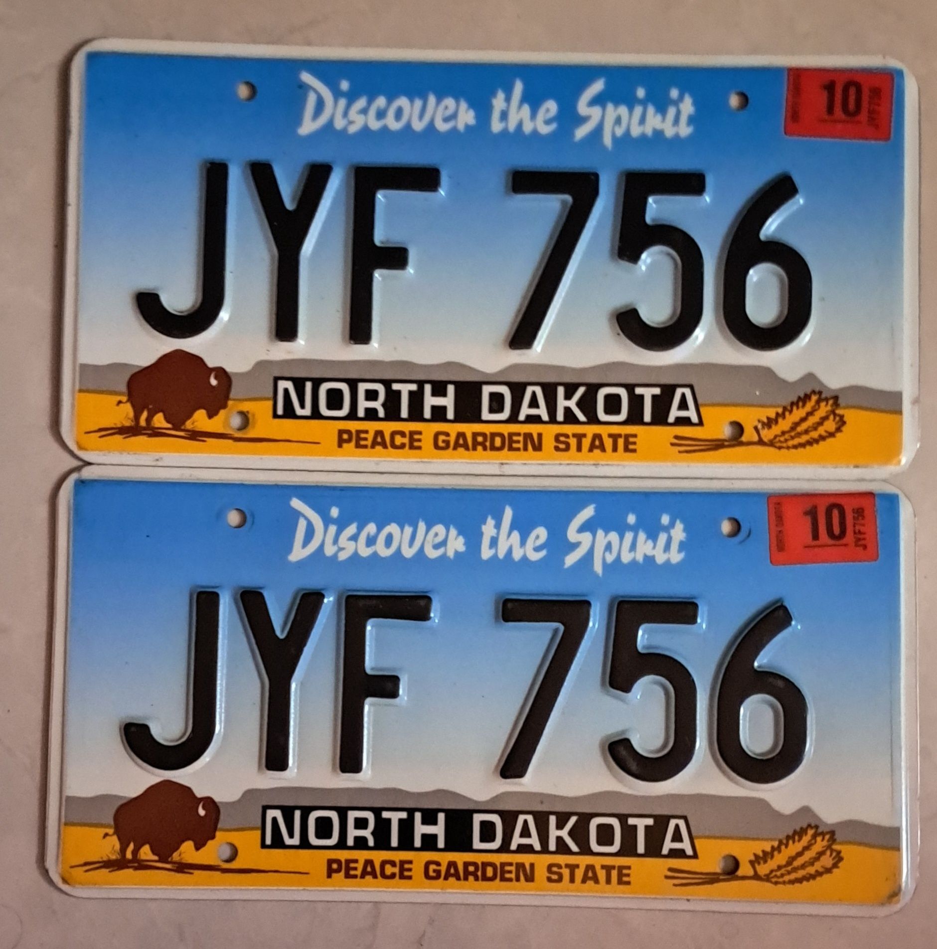 Komplet oryginalnych tablic rejestracyjnych USA Stan North Dakota