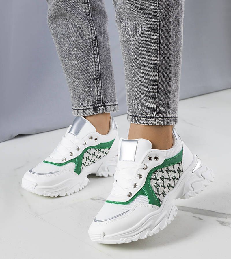 Biało-zielone sneakersy damskie Florival 39