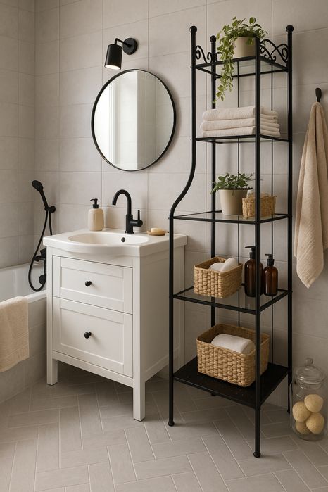 Regał IKEA RÖNNSKÄR 42x176 cm – stal + szkło, czarny