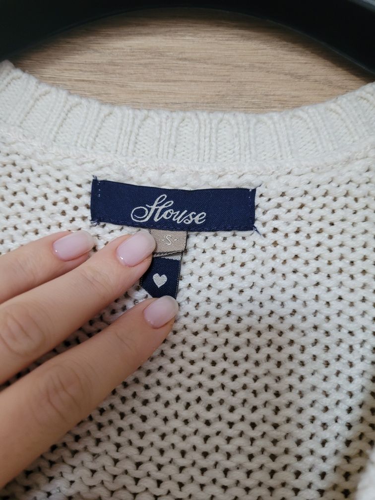 Sweter kremowy gruby splot