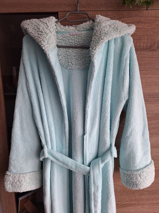 Pastelowy zielony Szlafrok Polarowy M/L