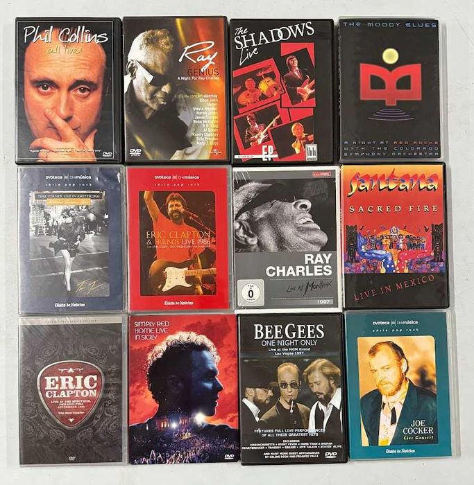 DVDs de vários grupos musicais musicais. (ver fotografias)
