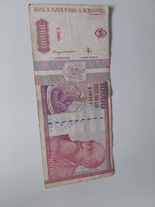 Stary Banknot 10000 lei Rumunia