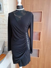 Czarna elegancka sukienka 38/40 drapowana wieczorowa sylwestrowa