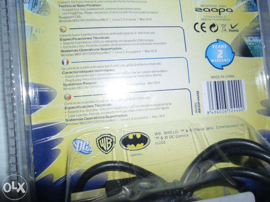 usb hub com 4 portas (zaapa) com a imagem de batman