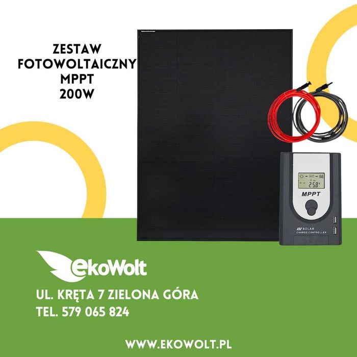 Zestaw solarny 200W na kamper, przyczepę, jacht