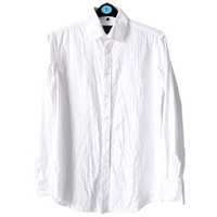 Biała elegancka koszula męska długi rękaw M 39 Wólczanka 100% bawełna