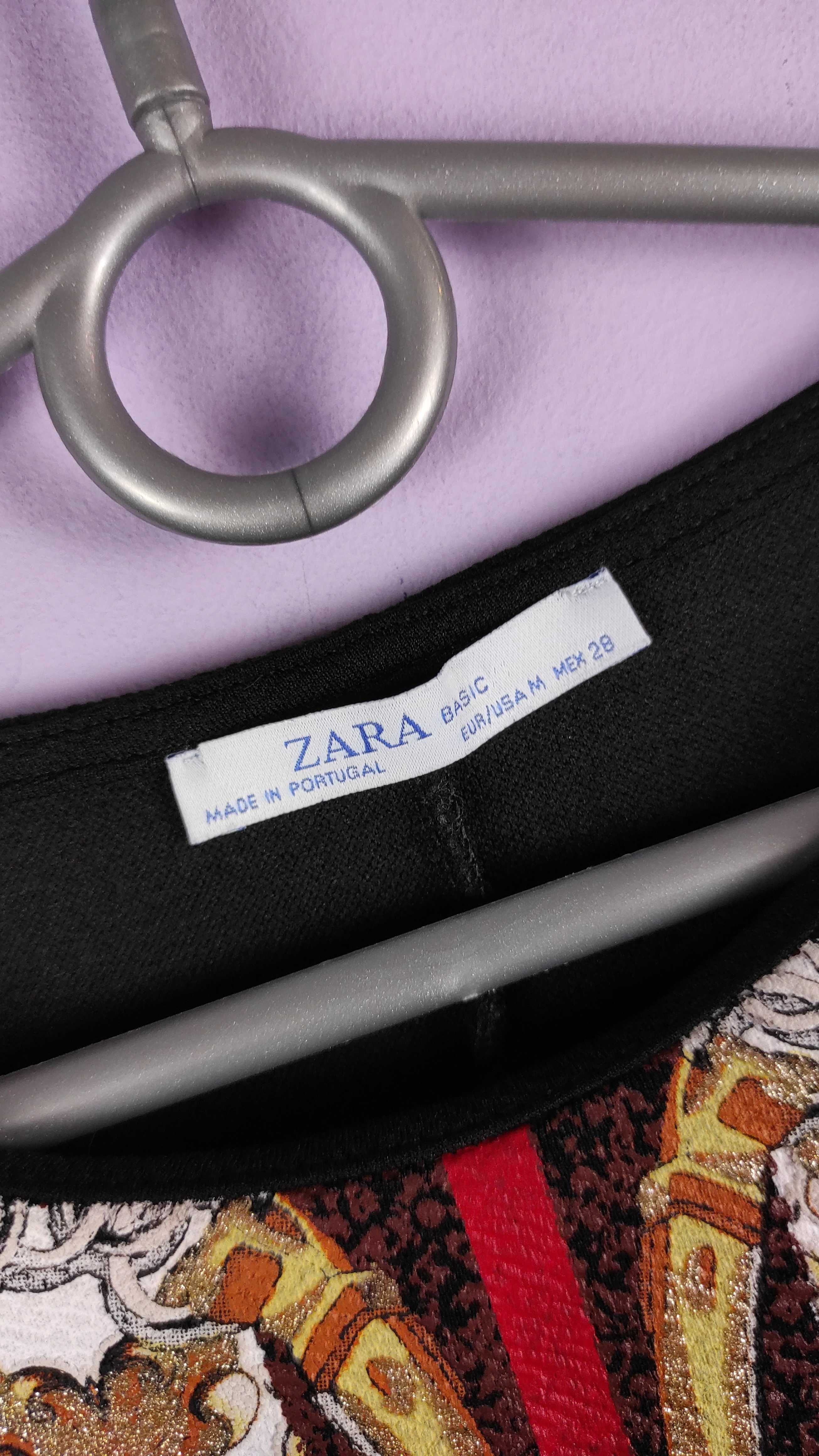 Zara trapezowa sukienka błyszczącym nadrukiem M