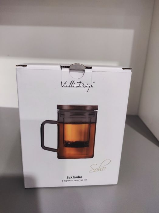 Vialli Design Szklanka z zaparzaczem Soho 350 ml grafitowa