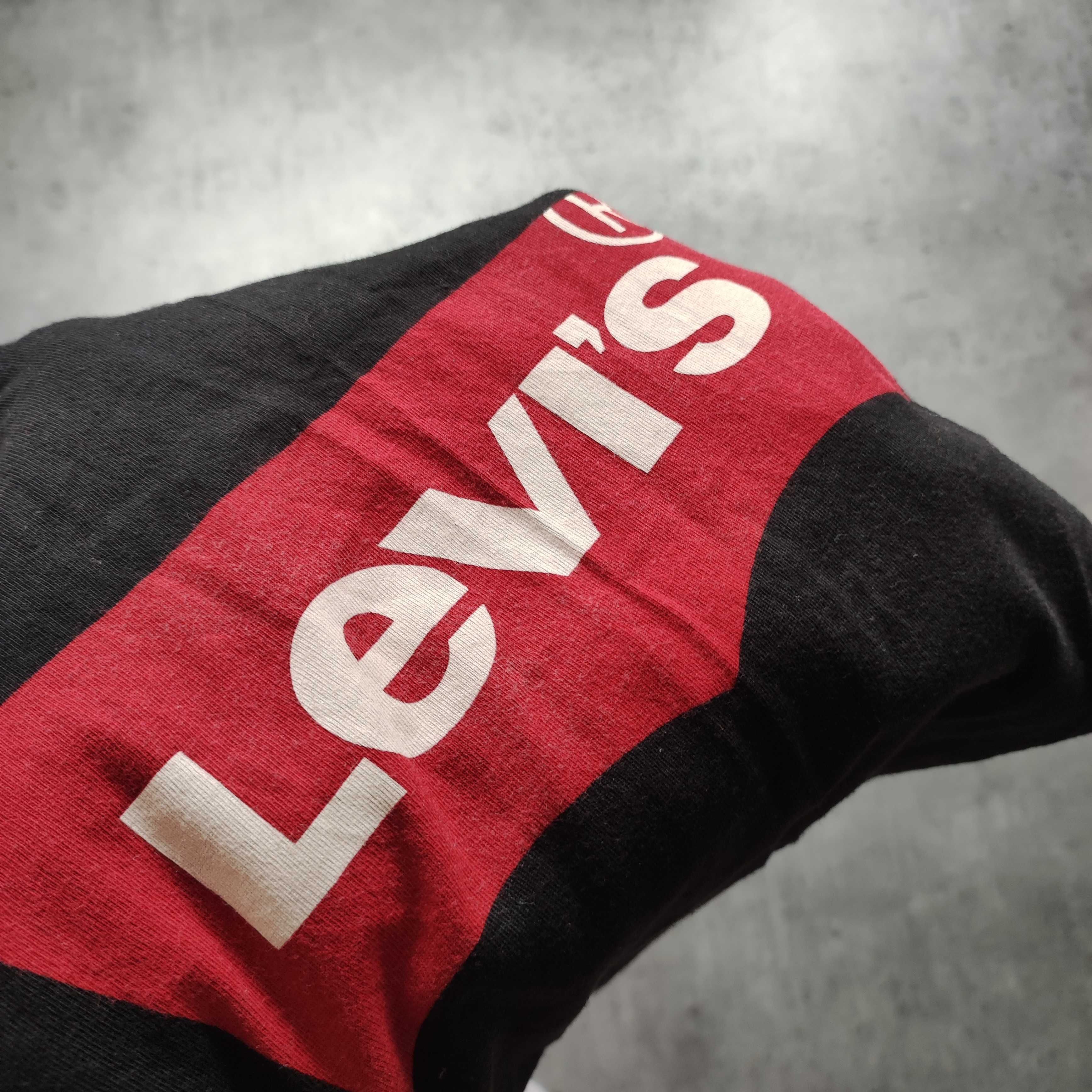 MĘSKA Klasyczna Bawełna Koszulka PREMIUM Nadruk Duże Logo Levis Casual