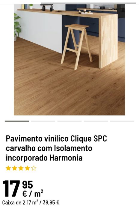 4 caixas Pavimento vinílico Clique SPC carvalho c/ Isolamento incorpor
