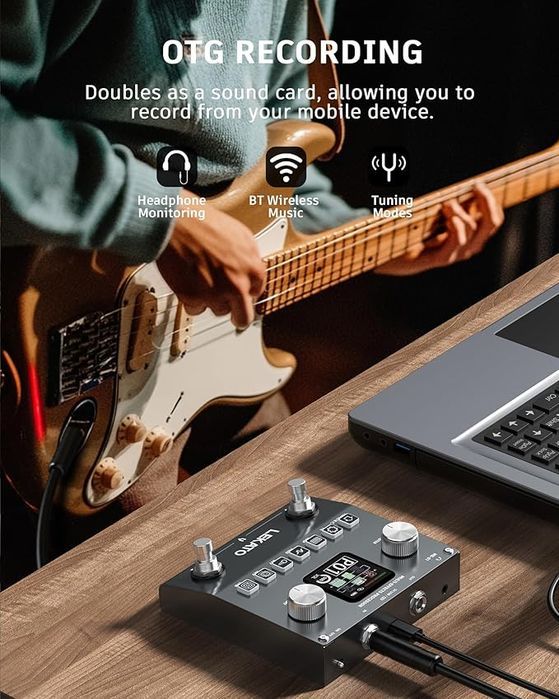 Lekato – Procesor Gitarowy Z Efektami, 80 Presetów, Bt, Otg