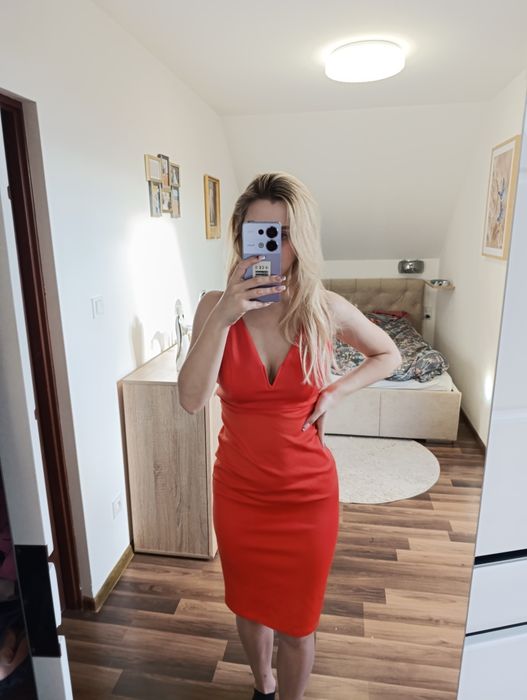 Sukienka ASOS imprezowa koktajlowa sylwester MIDI dekolt sexy kobieca