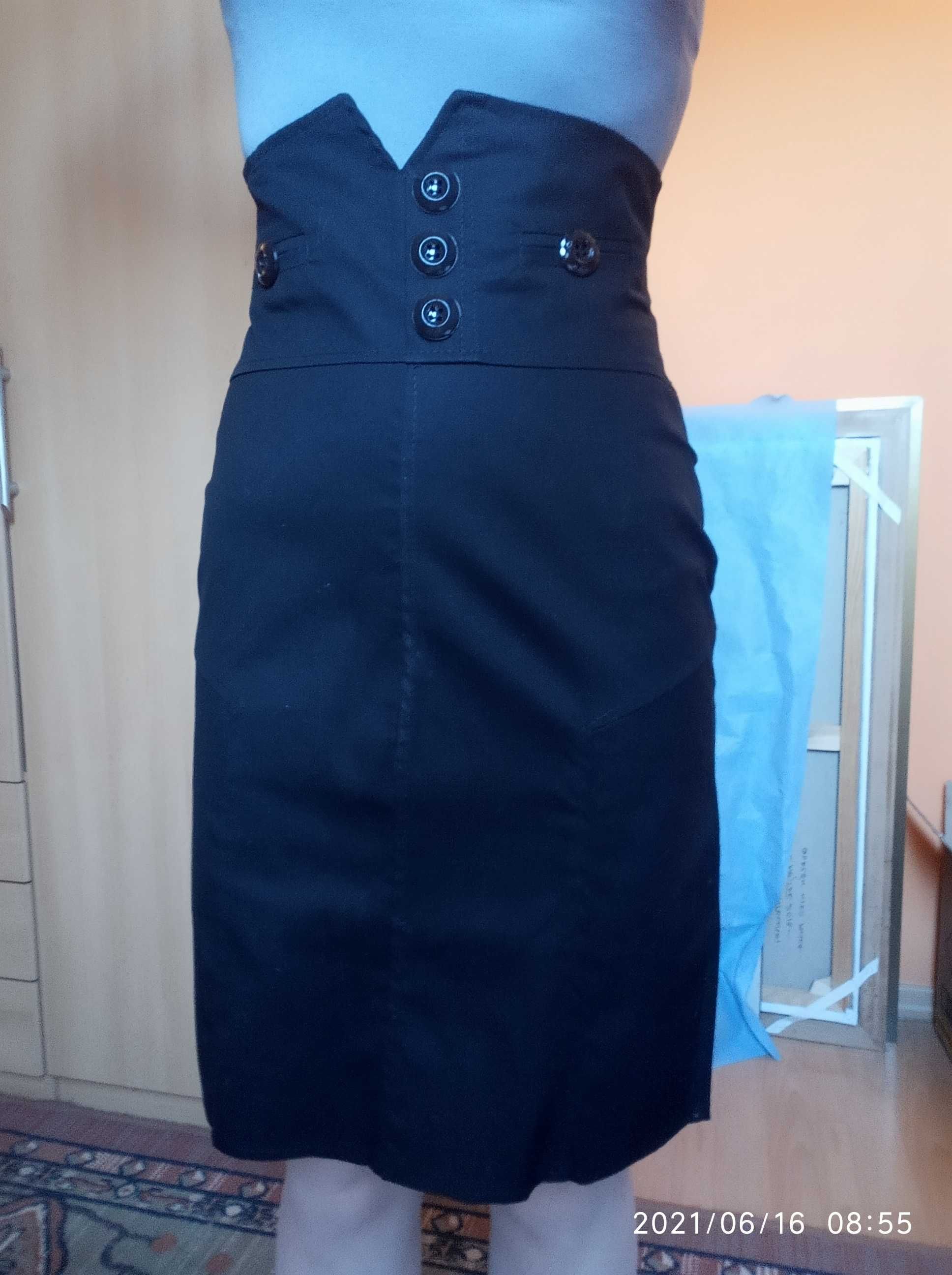 ołówkowa czarna spódnica wysoki stan pin up retro vintage rozm. SX 34
