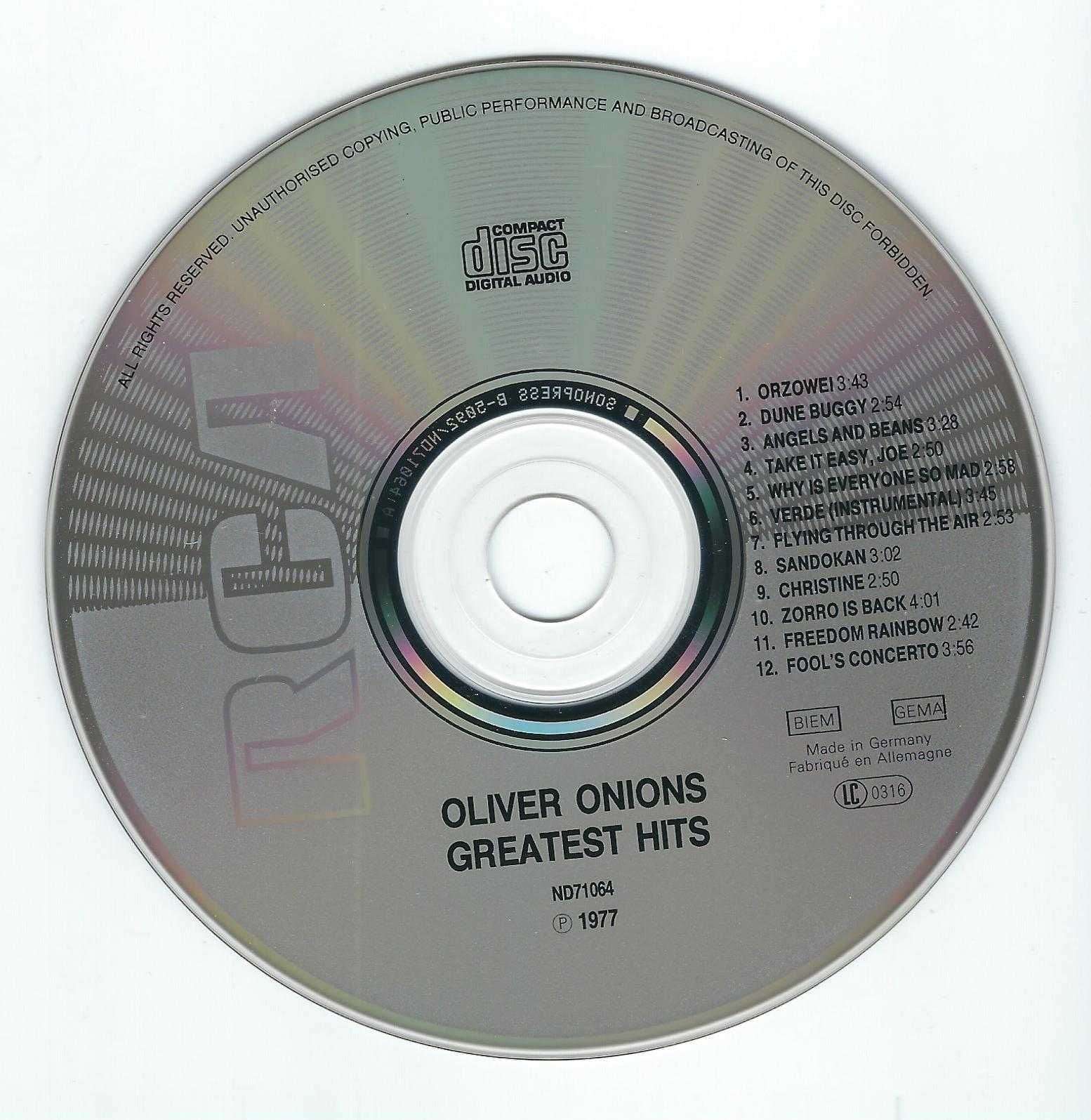 CD Oliver Onions - Greatest Hits (1989) (BMG)