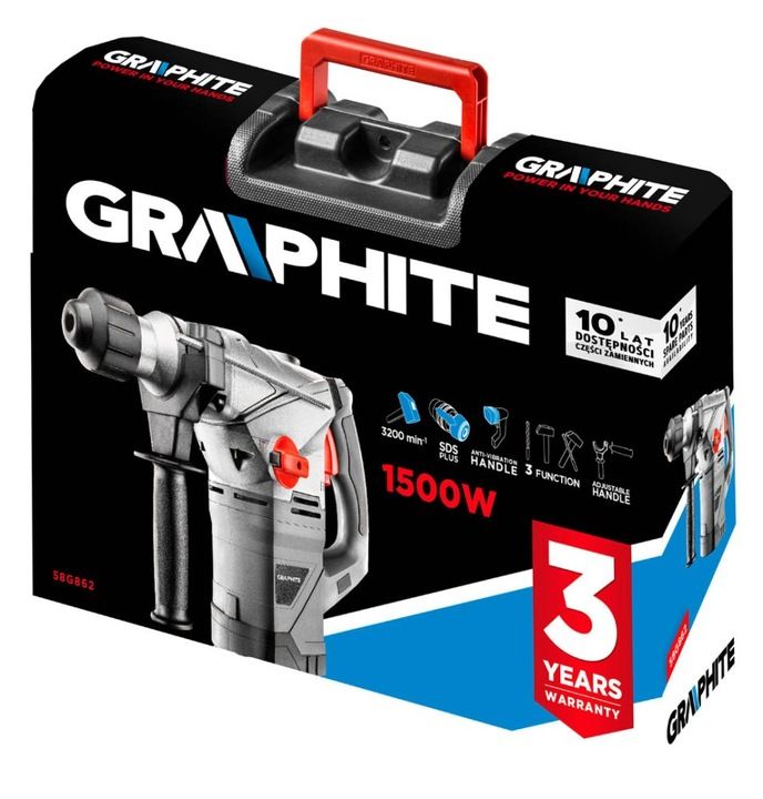 Młot Udarowy Sds+ 1500w Walizka Akcesoria Graphite