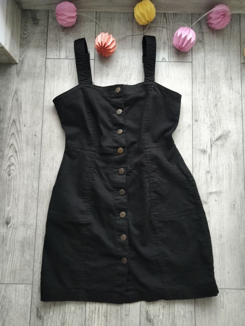 Mini sukienka ogrodniczka jeansowa 38