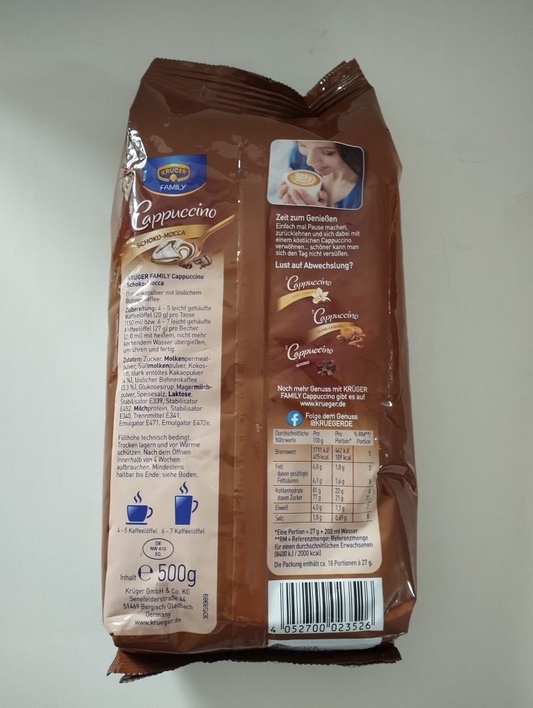 Cappuccino Kruger czekoladowa kawa 500 g