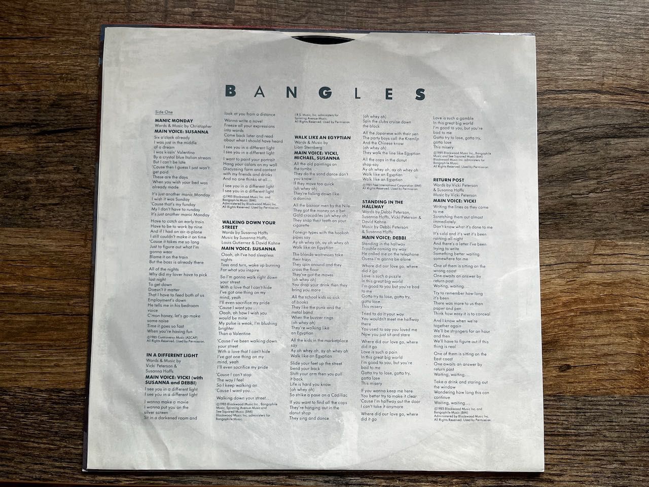 The Bangles – Different Light (1985, CBS 26659)