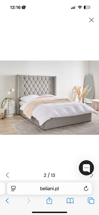 Nowe welurowe szare łóżko pikowane Beliani LUBBON 140x200 z pojemnikie