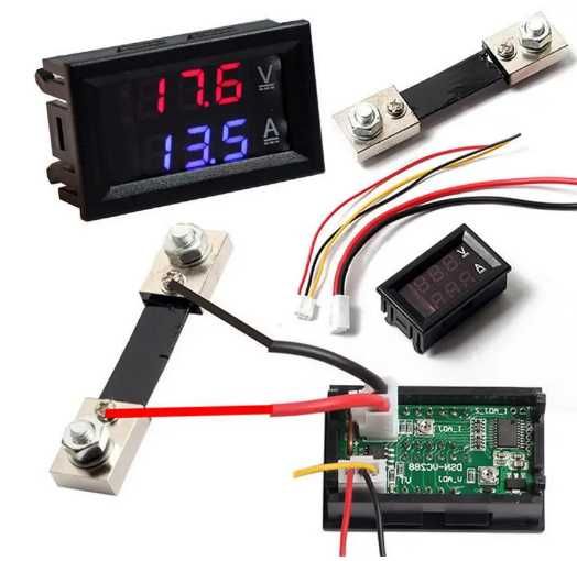 Цифровой вольтметр-амперметр DC 100V/100A (шунт в комплекте)