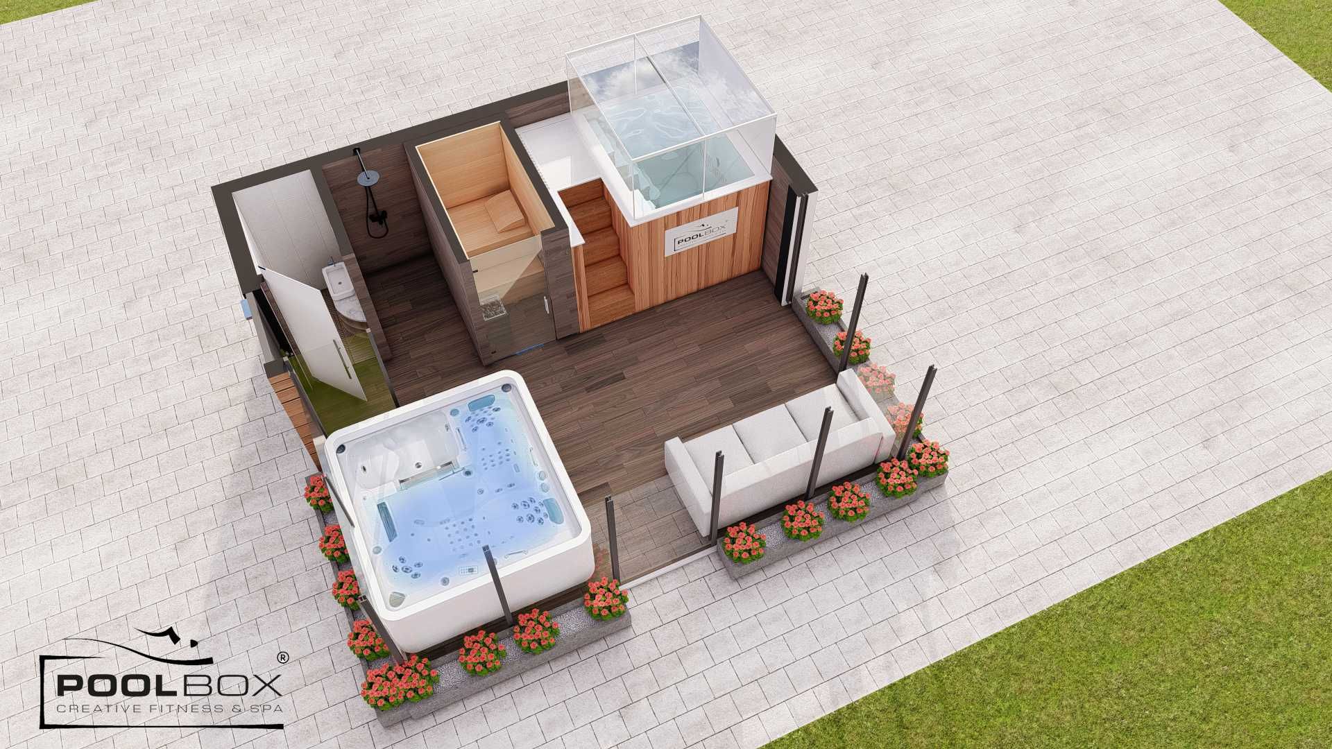 PoolBox Mini Całoroczny Basen Przeciwprąd Basen lodowy Sauna Jacuzzi