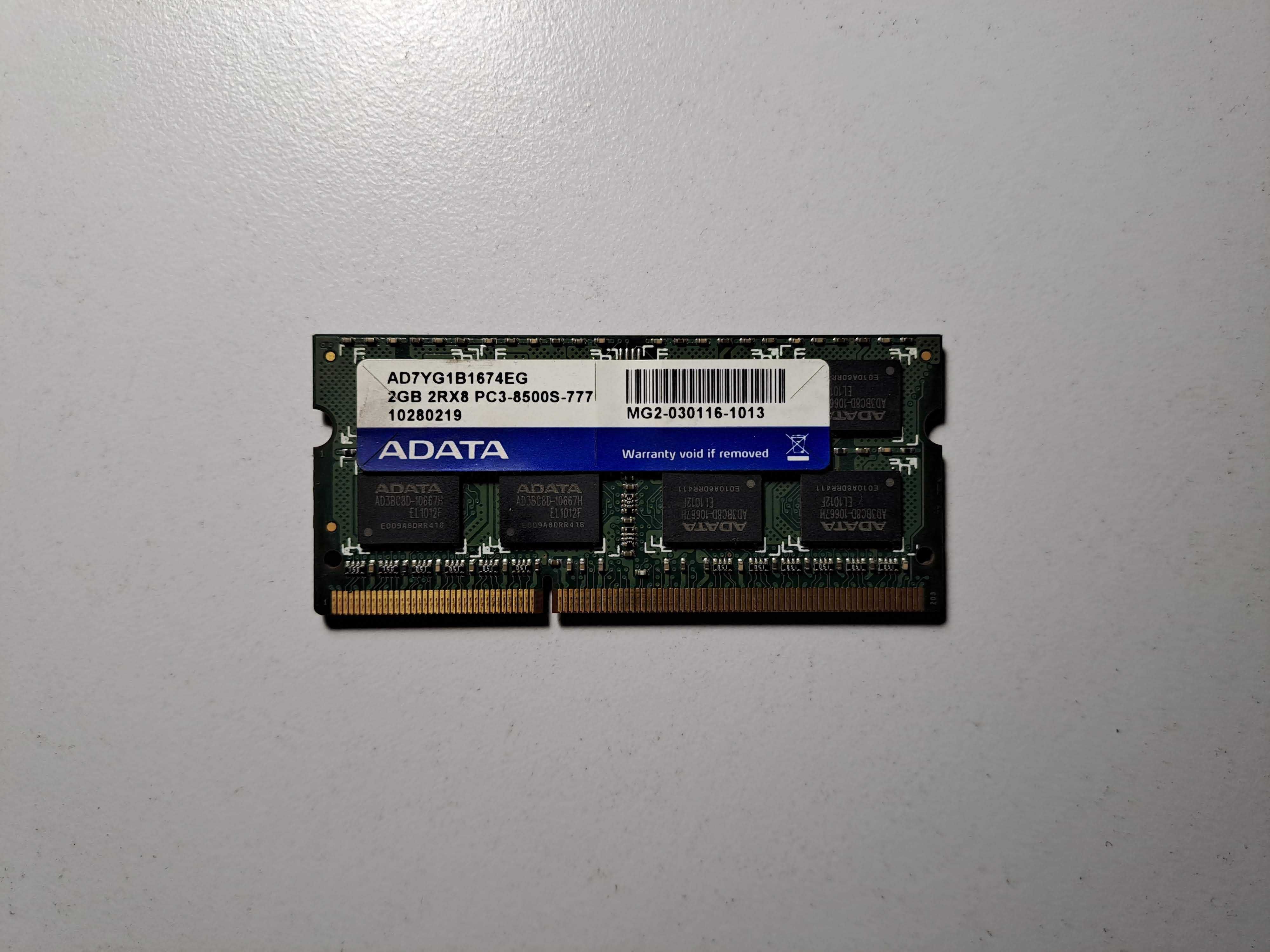 Pamięć ADATA DDR3 SODIMM (do laptopa) 2Gb PC3-8500
