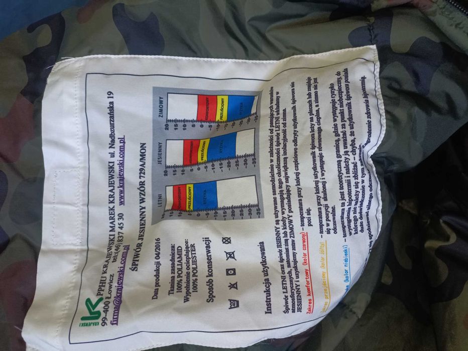 Śpiwór wojskowy 729A letni + jesienny (komplet)