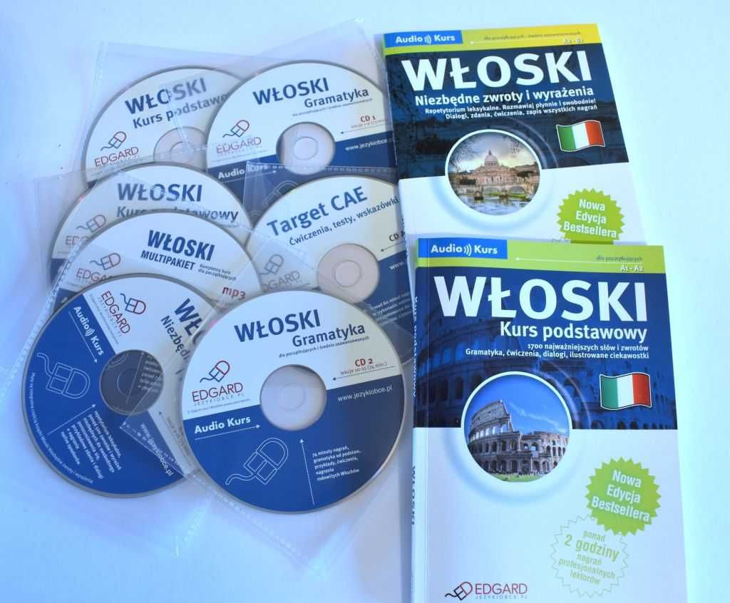 Włoski Multipakiet Kompl kurs dla początkujących 7CD, 2książki+GRATIS
