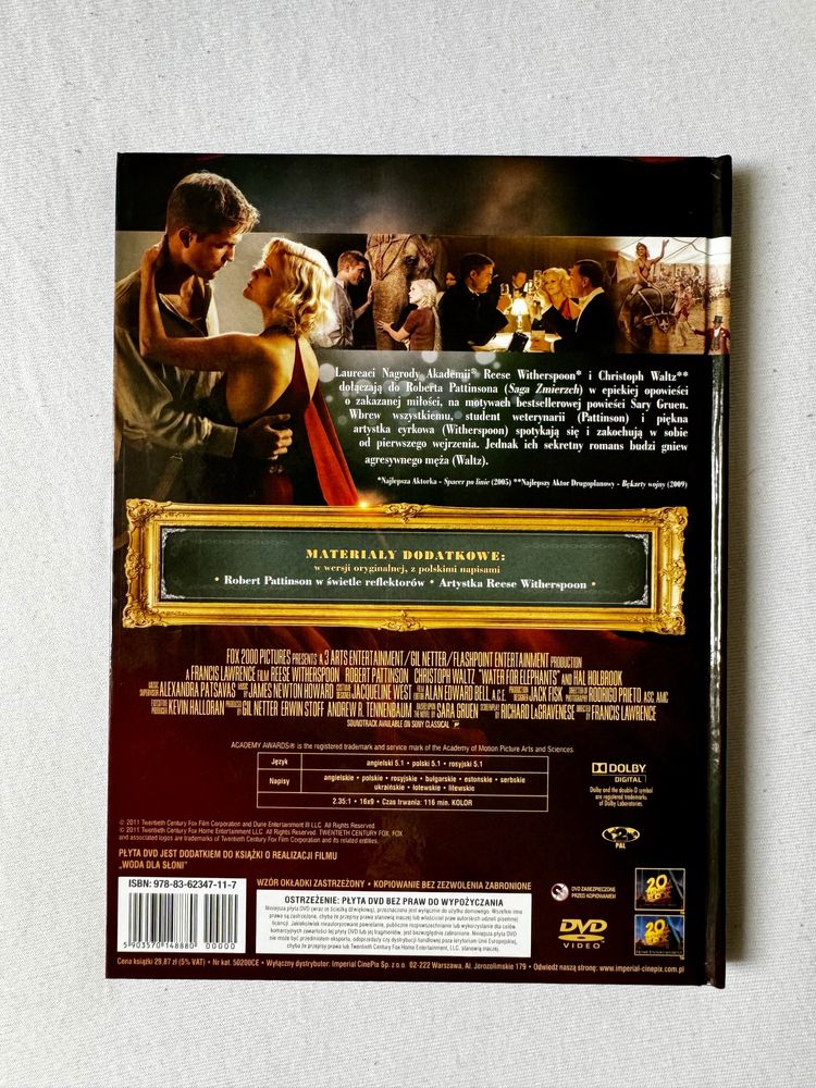 Film DVD „Woda dla słoni” wyprzedaż Pattinson, Witherspoon, Waltz