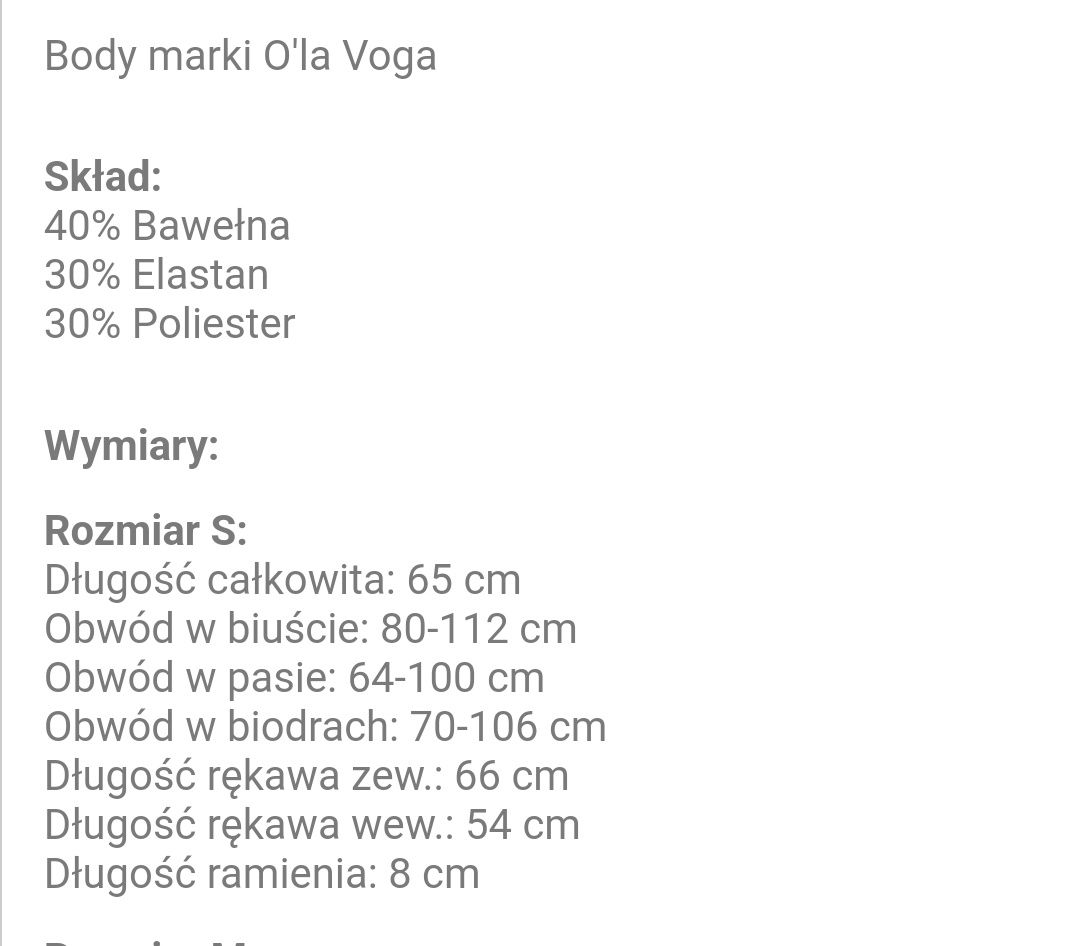 Body dopasowanie O'la Voga