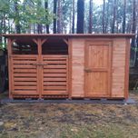 Domek narzędziowy 2 x 1,1m + drewutnia 2 x 1,1, wiata drewniana