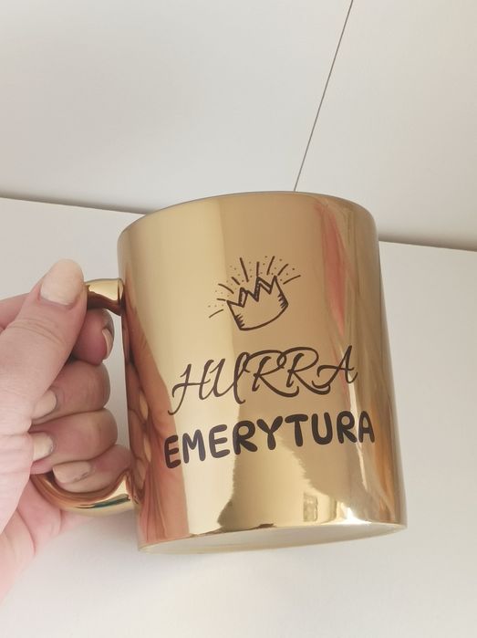 Kubek na emeryturę, złoty lustrzany, 330ml, prezent