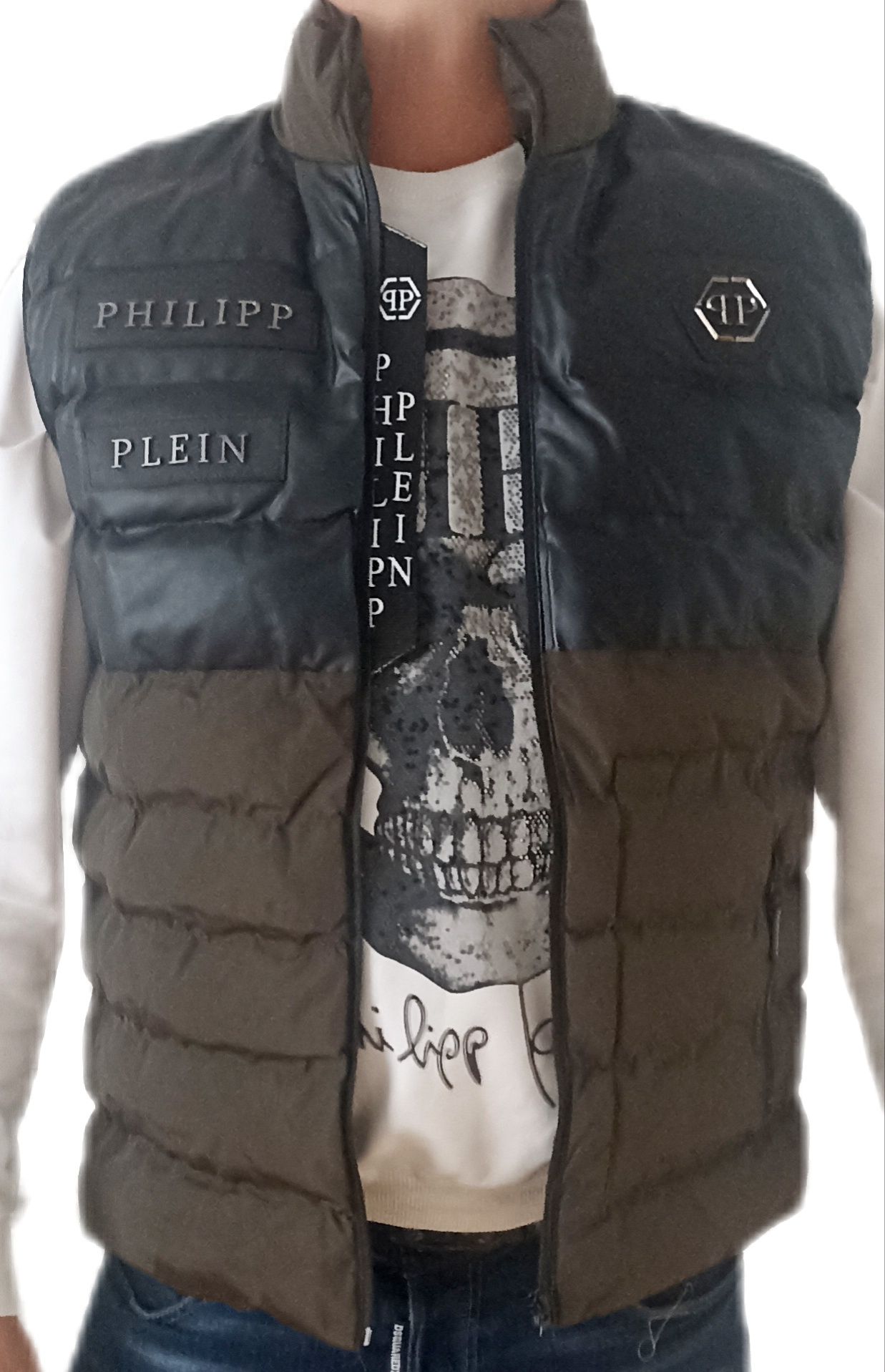 Philipp Plein kamizelka czarno- khaki r. S, M, L