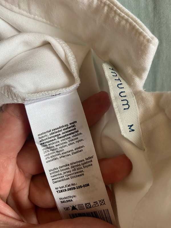 M l 38 40 tatuum bialy sweter bluza basic guizki na rekawach wiosna