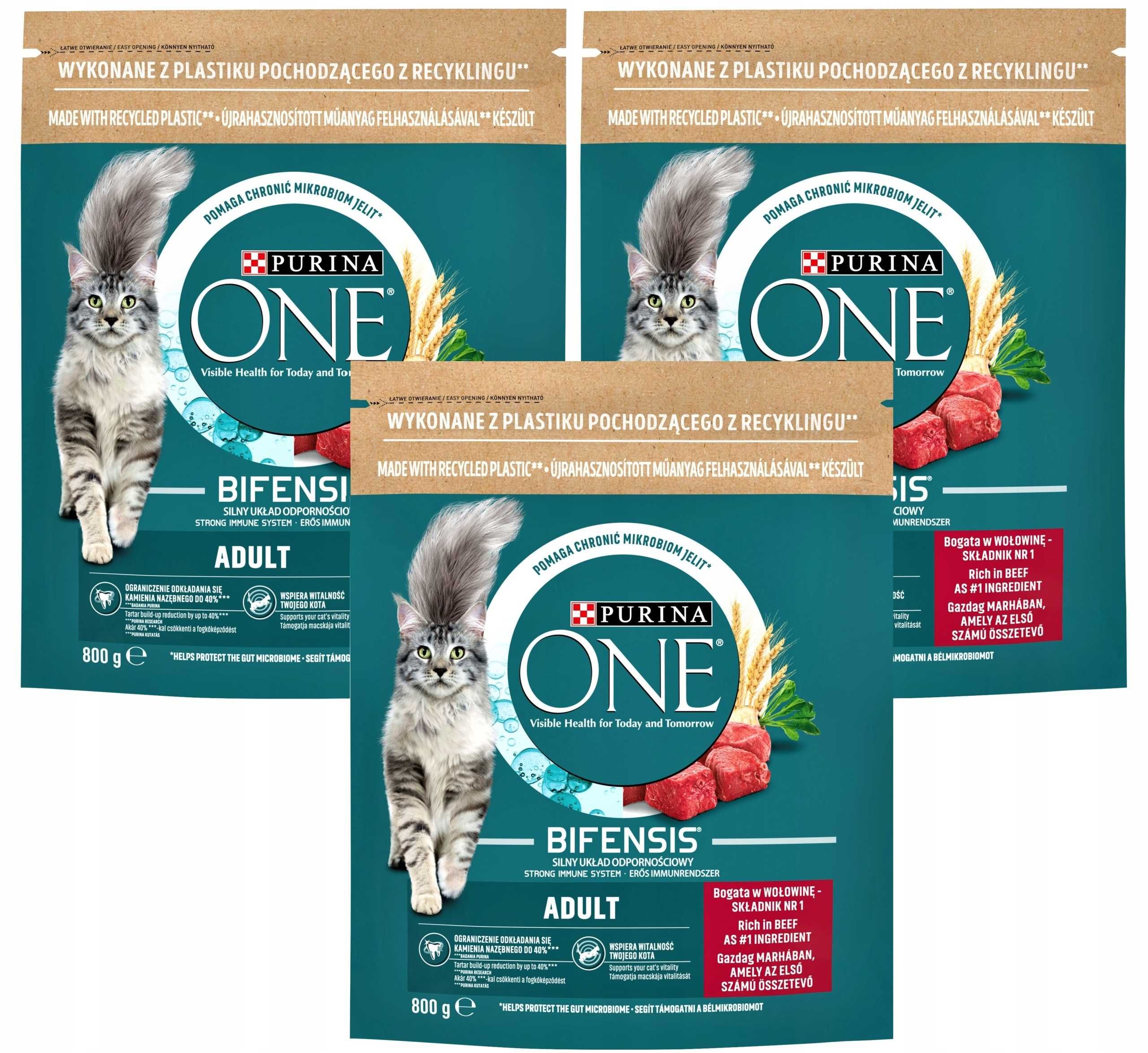 Sucha Karma PURINA ONE BIFENSIS ADULT Wołowina 3x 800g