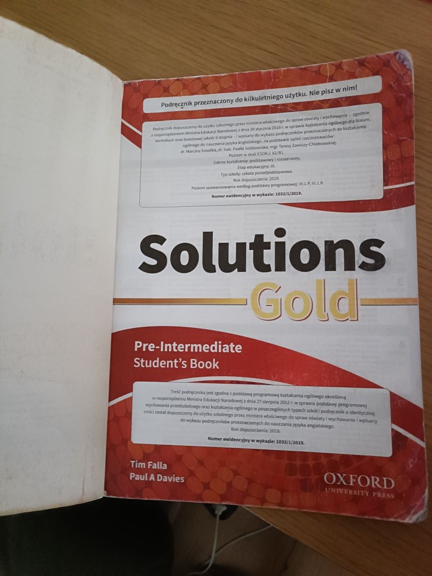 Solutions Gold 1 klasa