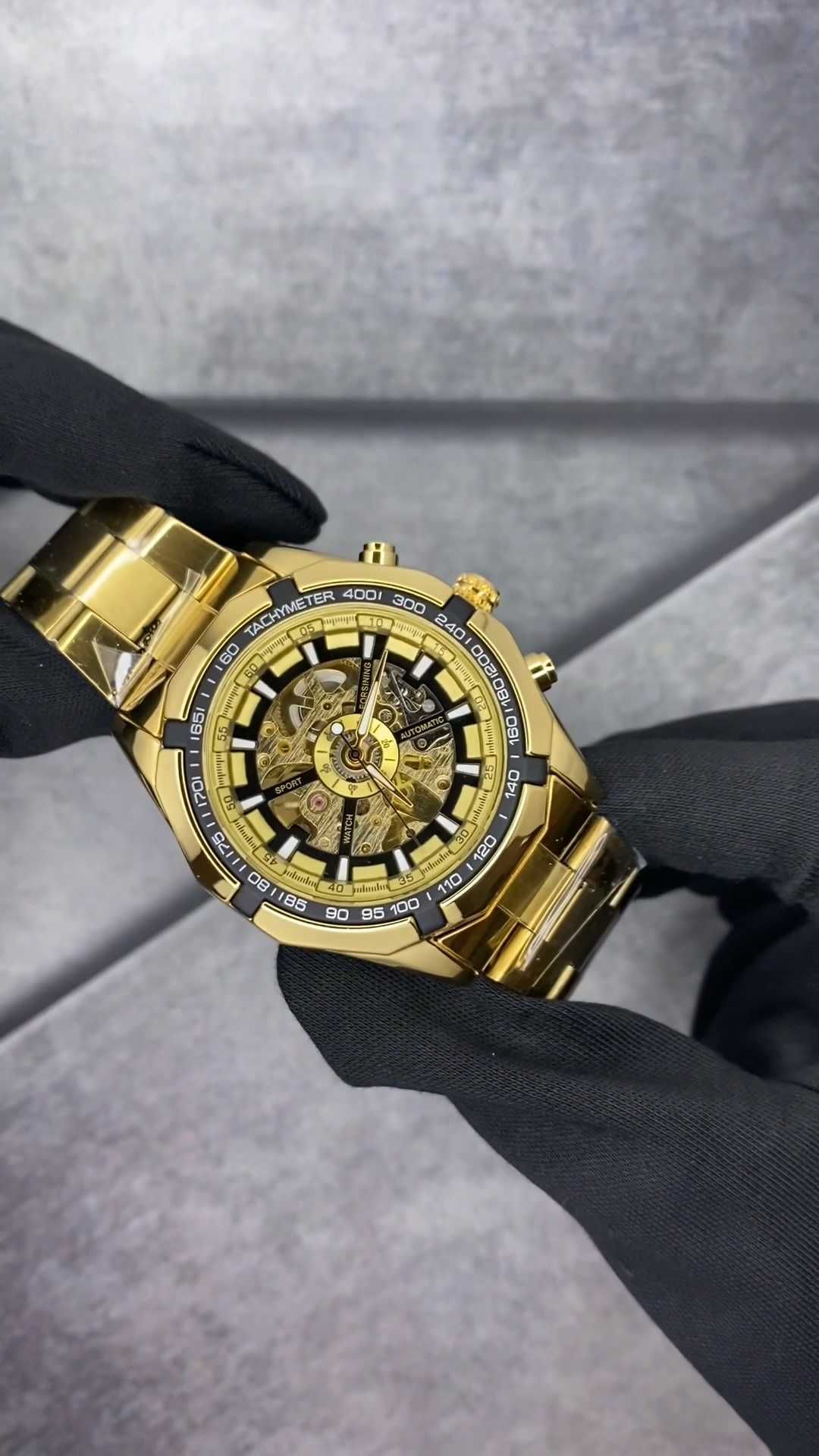 Наручные часы Forsining 8042 Gold-Black. Повседневные