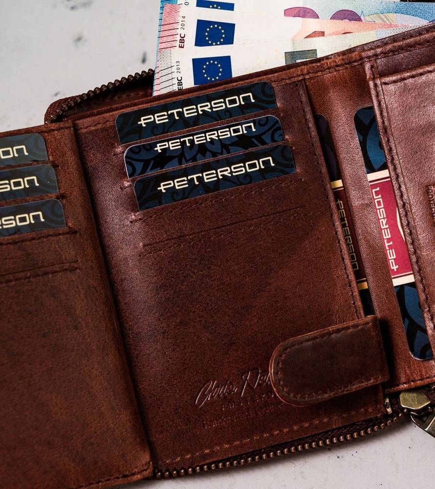 skórzany portfel męski na zamek — peterson