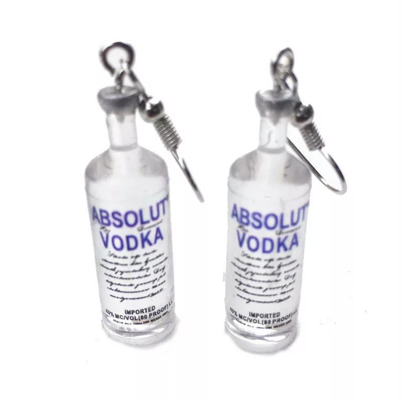 Серьги водка Absolut, новые, бижутерия на подарок