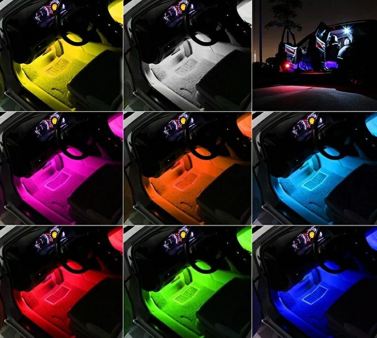 Светодиодная Подсветка авто салона пола Led RGB Строб Светомузыка