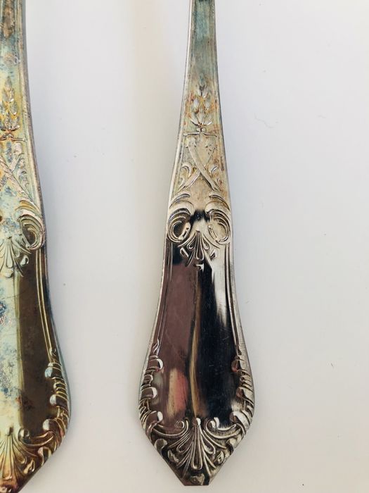 Hefra duże Sztuće posrebrzane komplet do salatki łyżki antyk