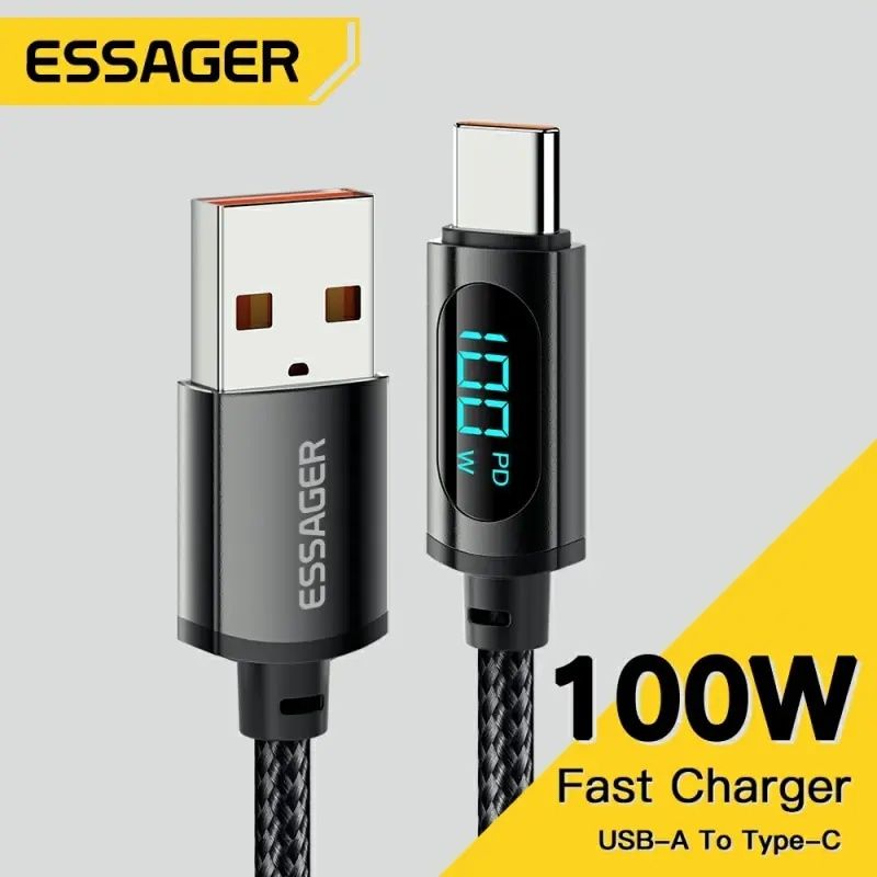 Essager 100W 7A USB - Type C кабель з дисплеєм Швидка зарядка