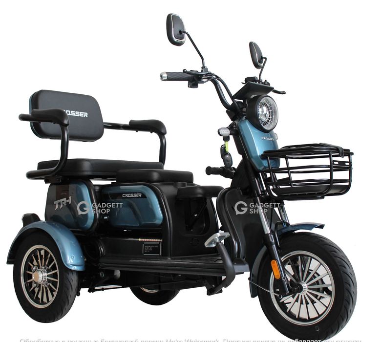 Електроскутер триколісний Crosser TR1 ( Мотор 1000ВТ 72В 20Ah) - Синий