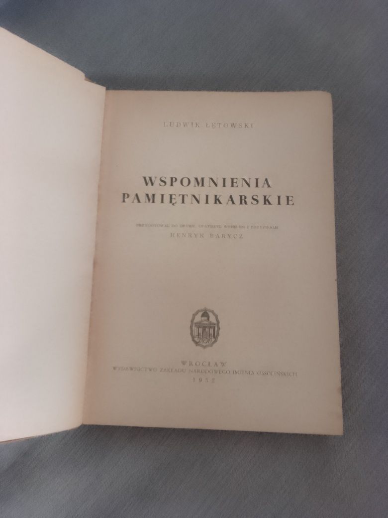 Wspomnienia pamiętnikarskie Ludwik Łętowski