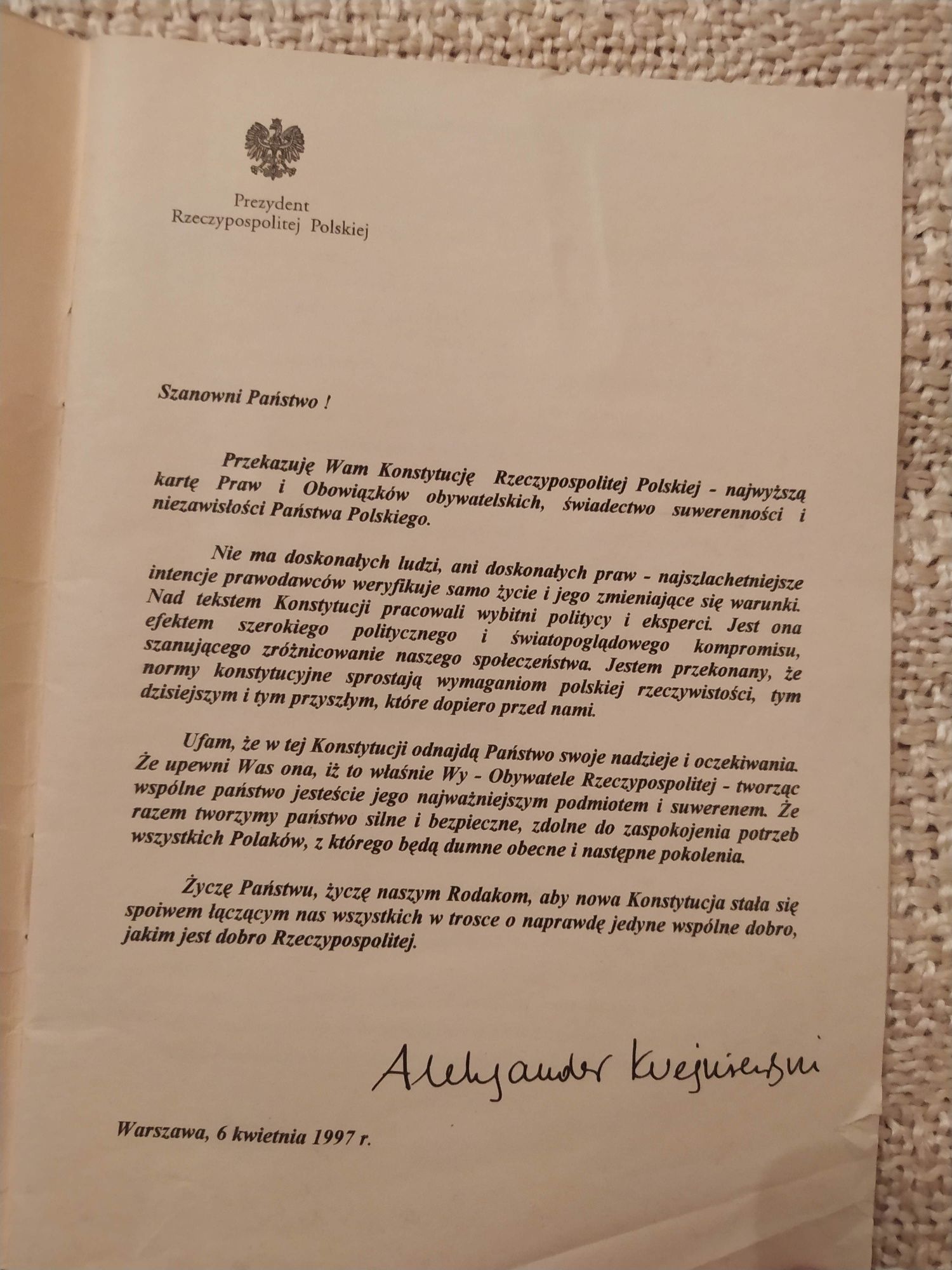 Konstytucja Rzeczypospolitej Polskiej z 1997 roku