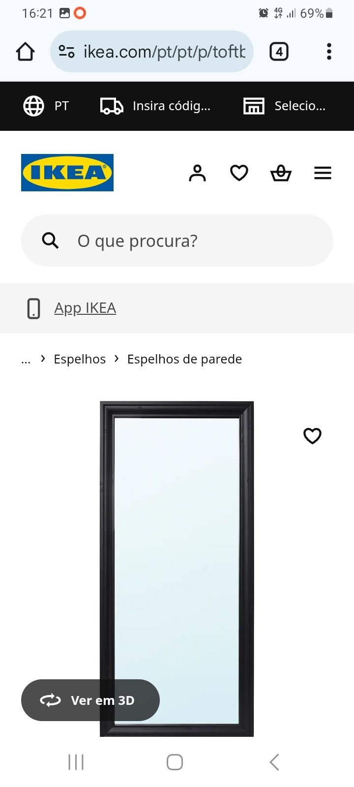 Espelho de parede TOFTBYN ikea