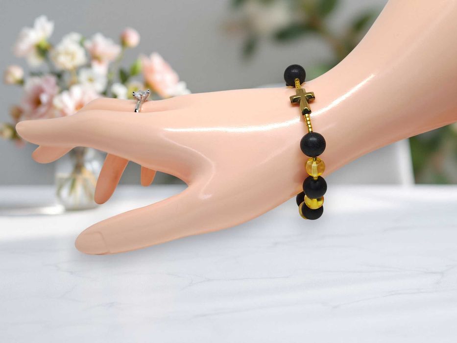 Bransoletka różaniec, dziesiątka różańca, BURSZTYN bałtycki #1012