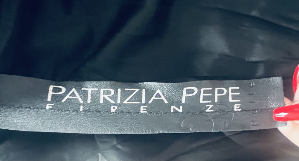 Patrizia Pepe kurka skórzana ocieplana bomberka czarna skóra naturalna
